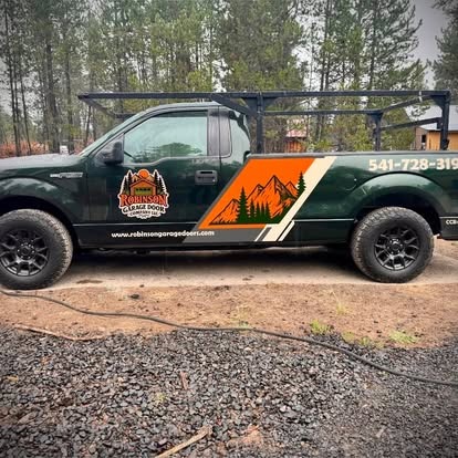 Robinson Garage Doors Ford work truck on service call in Oregon